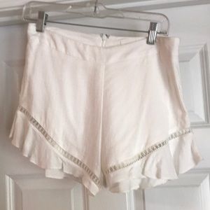 White ruffle shorts